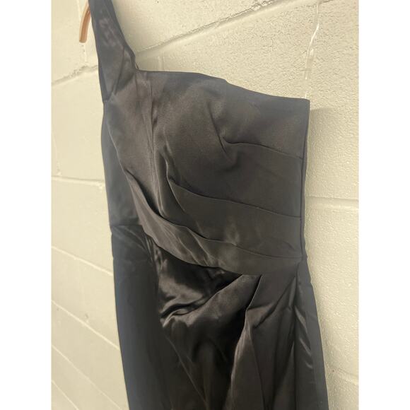 NWT Nookie Sz L Virtue Black One Shoulder Thigh High Slit Evening Cocktail Gown - Picture 4 of 6